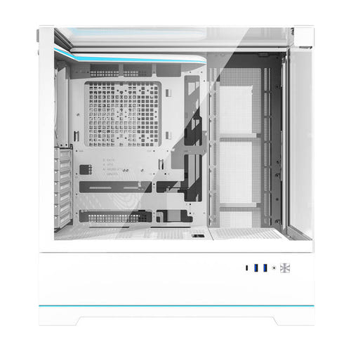 darkFlash - Boîtier PC DY450 grande tour (blanc, sans ventilateurs) : façade