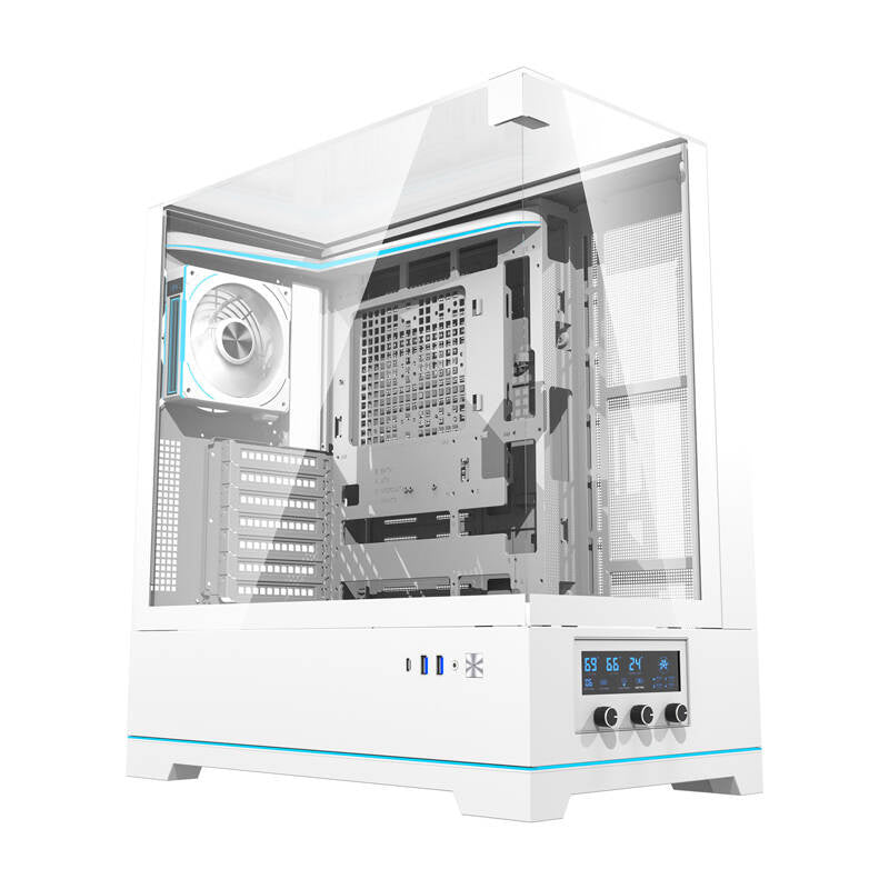 darkFlash - Boîtier PC DY450 PRO écran de températures + 1 ventilateur ARGB (blanc) - visuel 1