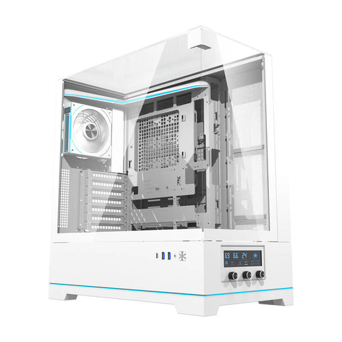 darkFlash - Boîtier PC DY450 PRO écran de températures + 1 ventilateur ARGB (blanc) : vue ensemble