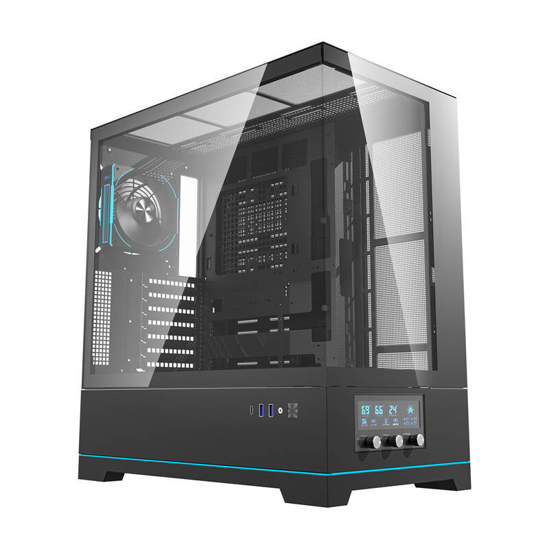 darkFlash - Boîtier PC DY451 PRO écran de températures + 1 ventilateur ARGB (noir) - visuel 1