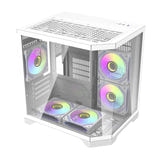 darkFlash - Boîtier PC FT350 mini tour + 5 ventilateurs ARGB (blanc) : arrière