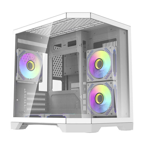 darkFlash - Boîtier PC FT350 mini tour + 5 ventilateurs ARGB (blanc) : vue ensemble