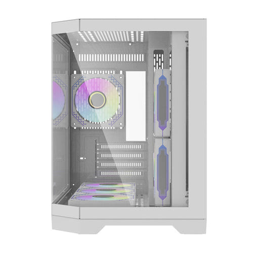 darkFlash - Boîtier PC FT418 mini tour + 6 ventilateurs ARGB (blanc) : panoramique