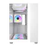darkFlash - Boîtier PC TH285 + 4 ventilateurs (blanc) : panoramique