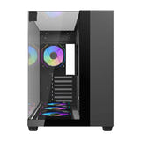 darkFlash - Boîtier PC TH285 + 4 ventilateurs (noir) : panoramique