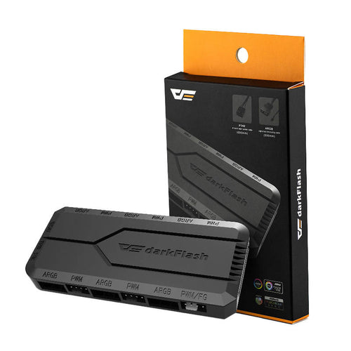 darkFlash - Contrôleur de ventilateurs RC2 (6 ARGB + 5 PWM, télécommande) : vue ensemble