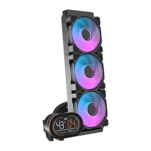 darkFlash DH360D v2 - Watercooling AIO 360 mm ARGB avec écran, noir : waterblock écran rond