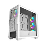 darkFlash DS900WD ATX - Boîtier PC façade bois avec 4 ventilateurs ARGB (blanc) - visuel 2