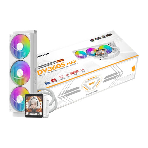 darkFlash DV360S MAX - watercooling AIO 360 mm à écran magnétique, blanc - visuel 1