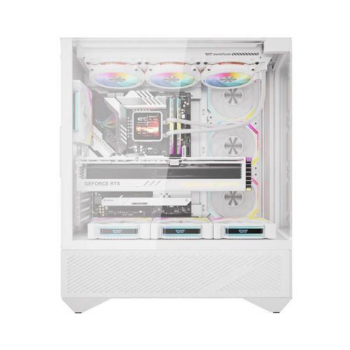 darkFlash DY460 - Boîtier PC vitré avec 4 ventilateurs ARGB (blanc) : verre trempé 330