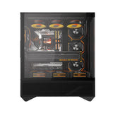 darkFlash DY460 - Boîtier PC vitré avec 4 ventilateurs ARGB (noir) : intérieur chambre