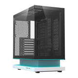 darkFlash F1 - Boîtier PC ATX blanc vitré 270° avec 6 ventilateurs : vue latérale