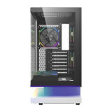 darkFlash F1 - Boîtier PC ATX blanc vitré 270° avec 6 ventilateurs : baies SSD HDD