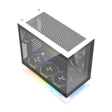 darkFlash F1 - Boîtier PC ATX blanc vitré 270° avec 6 ventilateurs : vue arrière