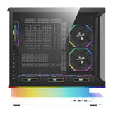 darkFlash F1 - Boîtier PC ATX blanc vitré 270° avec 6 ventilateurs : cartes mères connecteurs arrière