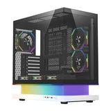 darkFlash F1 - Boîtier PC ATX blanc vitré 270° avec 6 ventilateurs : watercooling 360 mm