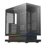 darkFlash F1 - Boîtier PC moyen tour ATX avec 6 ventilateurs ARGB, noir : intérieur