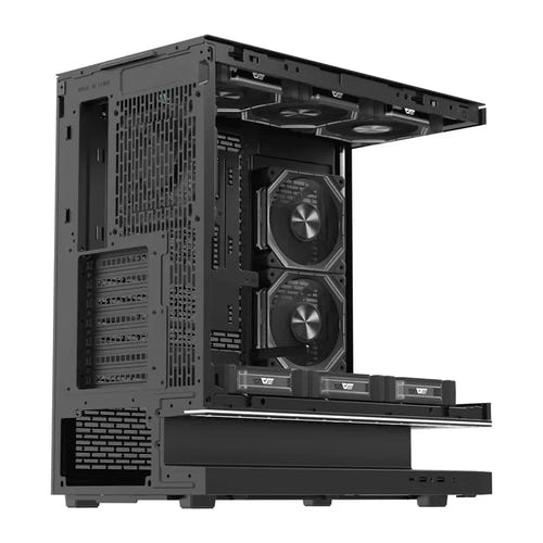 darkFlash F1 - Boîtier PC moyen tour ATX avec 6 ventilateurs ARGB, noir : verre trempé ventilateurs ARGB