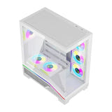 darkFlash K430 - Boîtier PC ATX blanc avec vitrine et 6 ventilateurs : carte graphique verticale