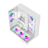 darkFlash TH285 PLUS - Boîtier PC ATX blanc en verre trempé avec 8 ventilateurs : panneaux démontables