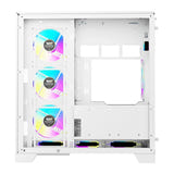 darkFlash TH285 PLUS - Boîtier PC ATX blanc en verre trempé avec 8 ventilateurs : vue arrière
