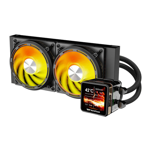 darkFlash - Watercooling DE240 écran IPS amovible 2,88 pouces (TDP 315 W) : vue ensemble
