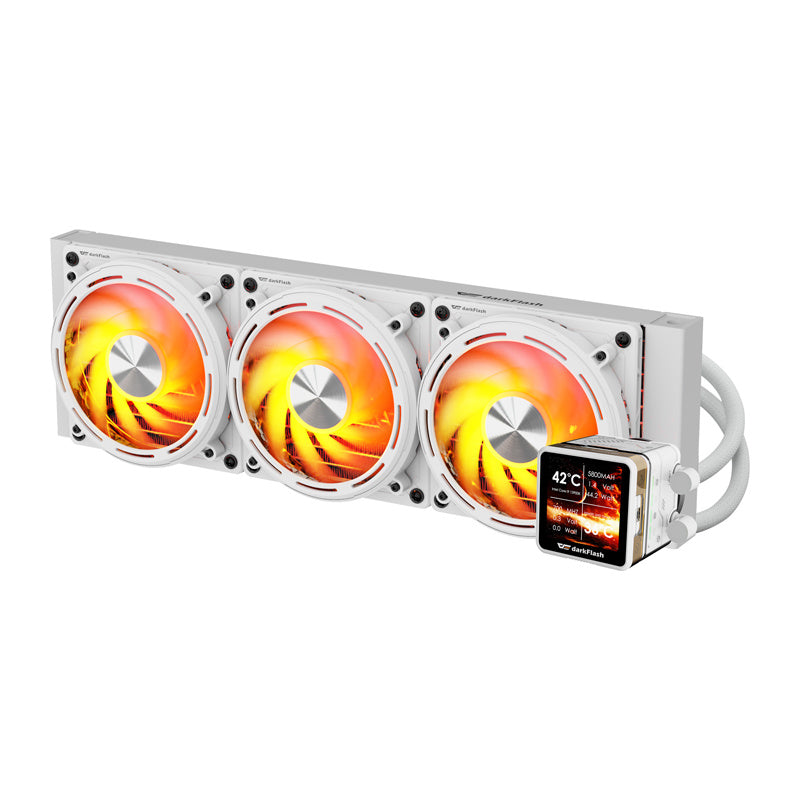 darkFlash - Watercooling DE360 écran IPS amovible 2,88 pouces (360 mm, blanc) - visuel 1