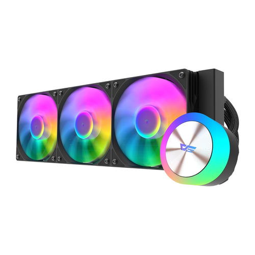 darkFlash - Watercooling DG360 module 3 ventilateurs intégrés (TDP 320 W, noir) : vue ensemble