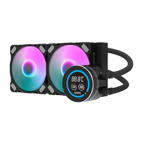 darkFlash - Watercooling DN-D240 écran LCD 2,1 pouces (240 mm ARGB, noir) : vue ensemble