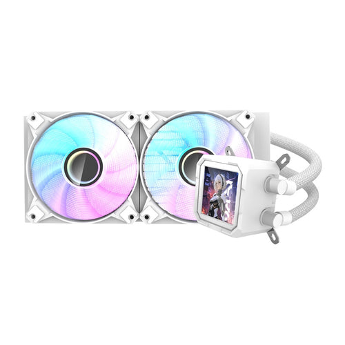 darkFlash - Watercooling DV240S écran IPS carré (240 mm, 70 CFM, blanc) : vue ensemble