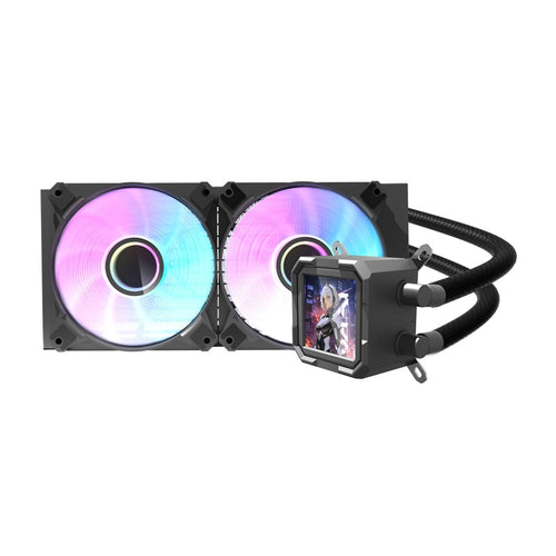 darkFlash - Watercooling DV240S écran IPS carré (240 mm, 70 CFM, noir) : vue ensemble