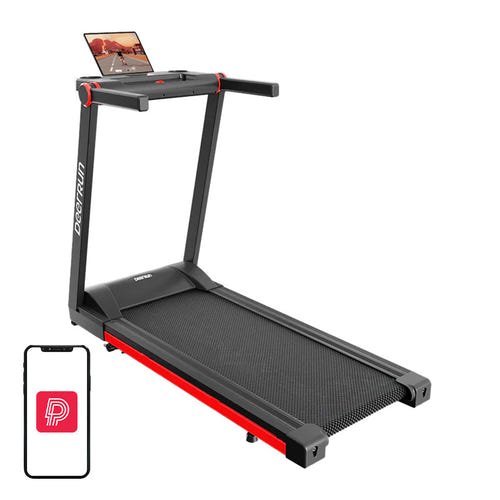 DeerRun A1 Pro - Tapis de course pliable 16 km/h, moteur 3 ch, noir et rouge