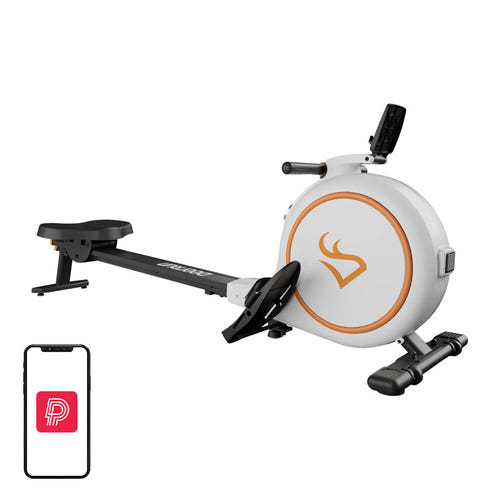 DeerRun RW600 - Rameur à résistance magnétique 32 niveaux, blanc