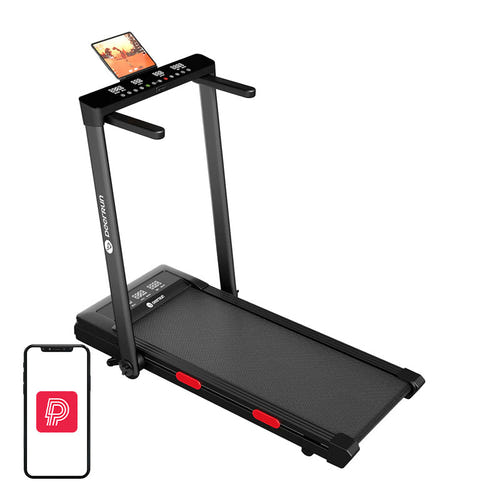 DeerRun Z10 Pro - Tapis de course pliable 12 km/h à pente automatique 12 niveaux, noir