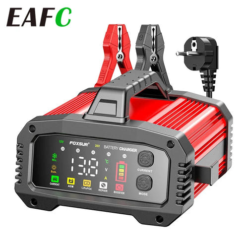 EAFC 12V/24V 20A/10A - Chargeur de batterie intelligent avec mode booster : écran numérique