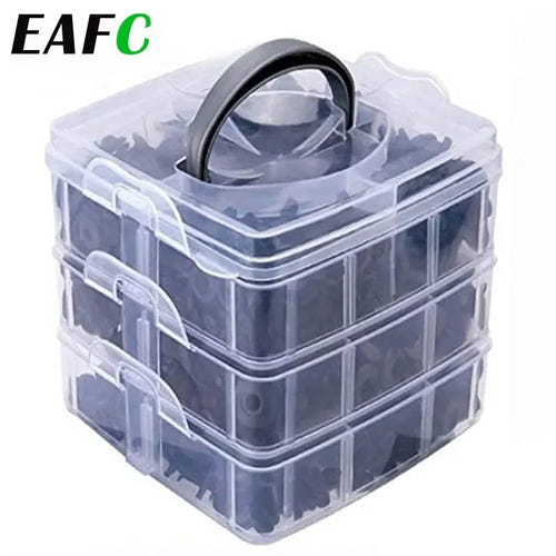 EAFC Assortiment de 620 clips de fixation auto - 16 références, pare-chocs, portes et caches moteur : vue D ensemble