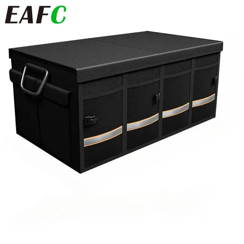 EAFC - bac de coffre pliable 46 L en tissu Oxford, séparateurs et couvercle amovibles : 46 L plié à plat