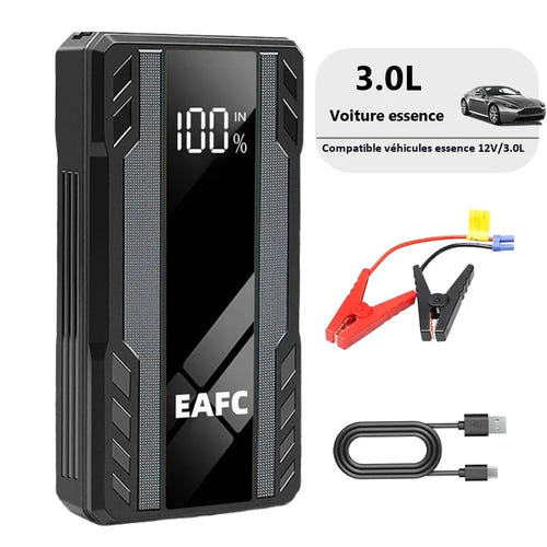 EAFC Booster de démarrage 12 V - batterie externe USB et lampe LED 3 modes, essence jusqu'à 3,0 L : 12 V eafc USB LED