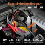 EAFC Booster de démarrage 1200 A - pompe à air 150 PSI et lampe LED : pinces intelligentes