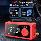 EAFC - booster de démarrage 4 en 1 avec compresseur d'air 150 PSI : gonflage pneu