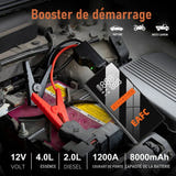 EAFC Booster de démarrage 4 en 1 - compresseur 150 PSI, batterie USB et lampe LED : urgence