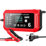 EAFC Chargeur de batterie 6 A 12 V - Réparation par impulsions pour voiture et moto, écran LCD - visuel 1