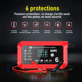 EAFC Chargeur de batterie 6 A 12 V - réparation par impulsions, écran LCD : 12 V LCD