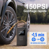 EAFC Gonfleur de pneus à double alimentation - compresseur portable, arrêt automatique et 6 modes : écran pression