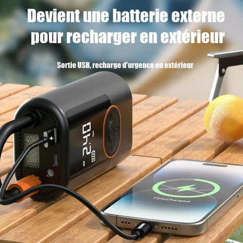 EAFC Gonfleur électrique rechargeable 100 W - écran LCD, 4 préréglages, lampe LED et batterie externe : 100 W galerie 05