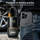 EAFC Gonfleur portable 4000 mAh - écran LCD, 5 modes, arrêt automatique et lampe SOS : embouts