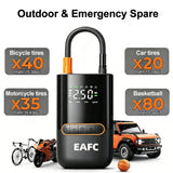 EAFC Gonfleur portable 4000 mAh - écran LCD, 5 modes, arrêt automatique et lampe SOS : tuyau tressé