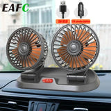 EAFC Ventilateur de voiture 12 V double tête - orientable à 360° : 12 V orientable 360