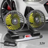 EAFC Ventilateur de voiture 12 V double tête - orientable à 360° : prise allume cigare