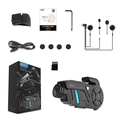 EJEAS K1Pro+ - intercom moto Mesh 3.0 avec enregistreur vidéo 2K : boîtier casque enregistreur 2K